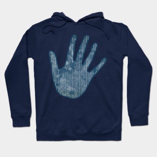 White stripes on blue grunge hand Hoodie